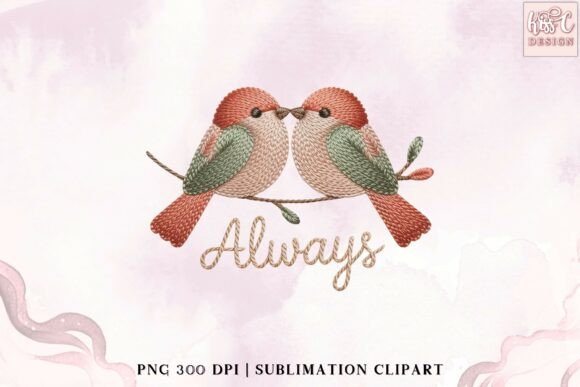 Always Yarn Love Birds Valentine Wedding Clipart