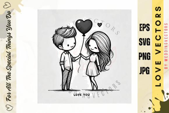 C2753: Wedding Couple & Love Vectors for Design