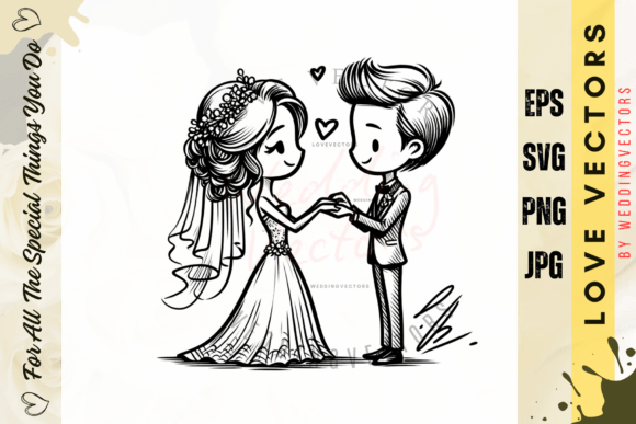 C3656: Elegant Wedding Couple & Love Vectors