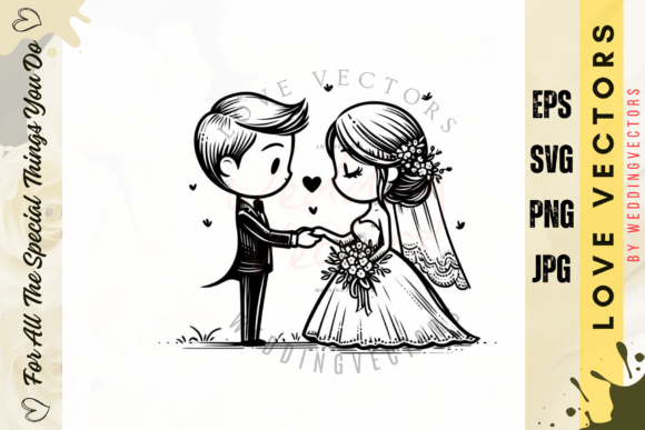 C3917: Wedding Couple & Love Vectors for Design