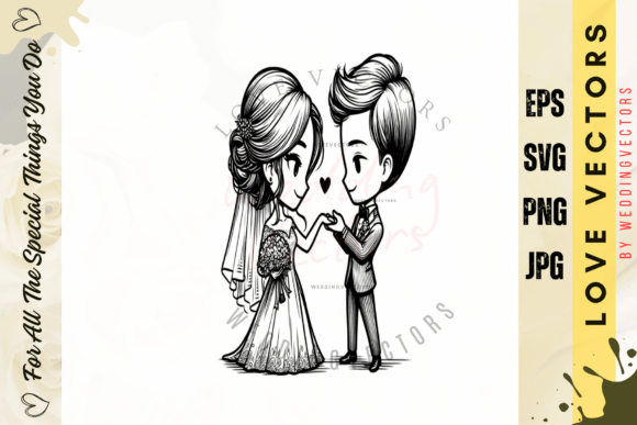 C4557: Wedding Couple & Love Vectors for Modern Design