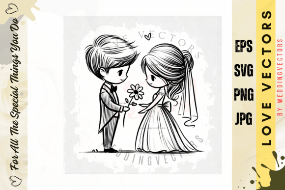 C475: Wedding Couple and Love Vectors for Design