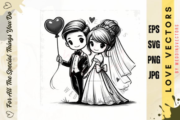C4863: Wedding Couple & Love Vectors for Designers
