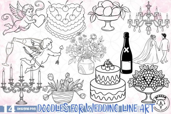 Doodles for Wedding Line Art PNG: Elevating Your Design Projects