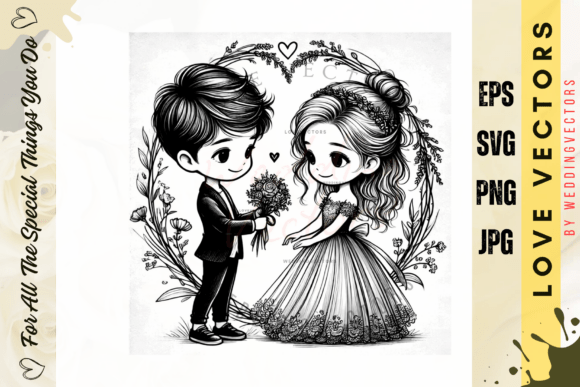 Dream Wedding Illustration: Romantic Design Assets