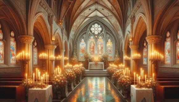 Elegant Chapel Candle Wedding Graphics for Your Design Projects