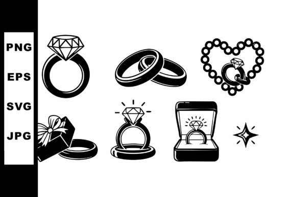 Elegant Diamond Ring Wedding Jewelry Icons for Designers