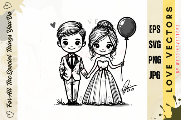 Elegant Wedding Couple & Love Vectors: C4558 Design Guide