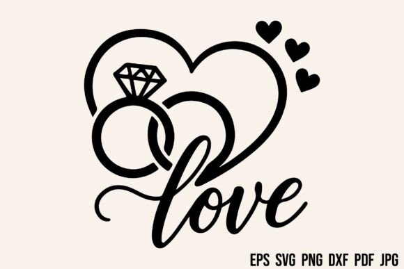 Elegant Wedding Rings Heart SVG Clipart Vector for Modern Designs