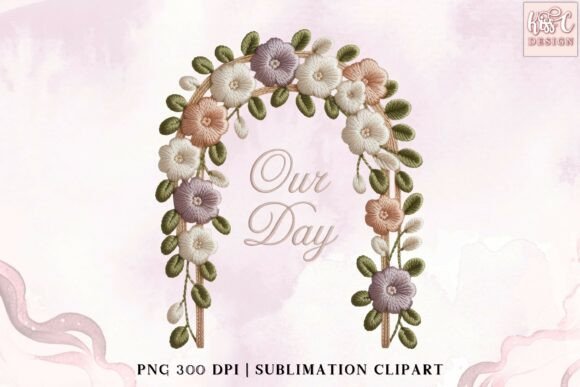 Elevate Designs with Floral Embroidered Wedding Arch Clipart