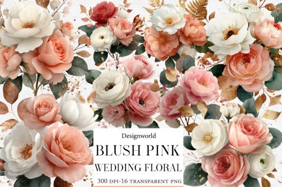 Elevate Your Designs with Blush Pink Wedding Floral Clipart