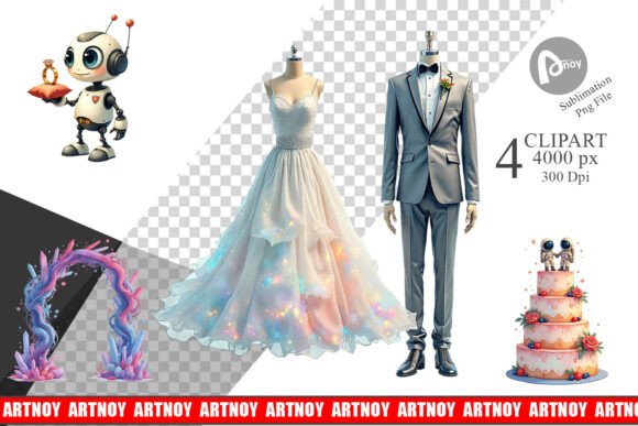 Elevate Your Designs with Cosmic Wedding Clipart